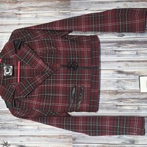 Killstar Red Plaid Cropped Women's Blazer - Stretchy Sz Small